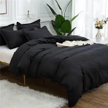 

Black Quilt Set Double Queen King Size Bedding Set Solid Color High Quality Comforter Duvet Cover