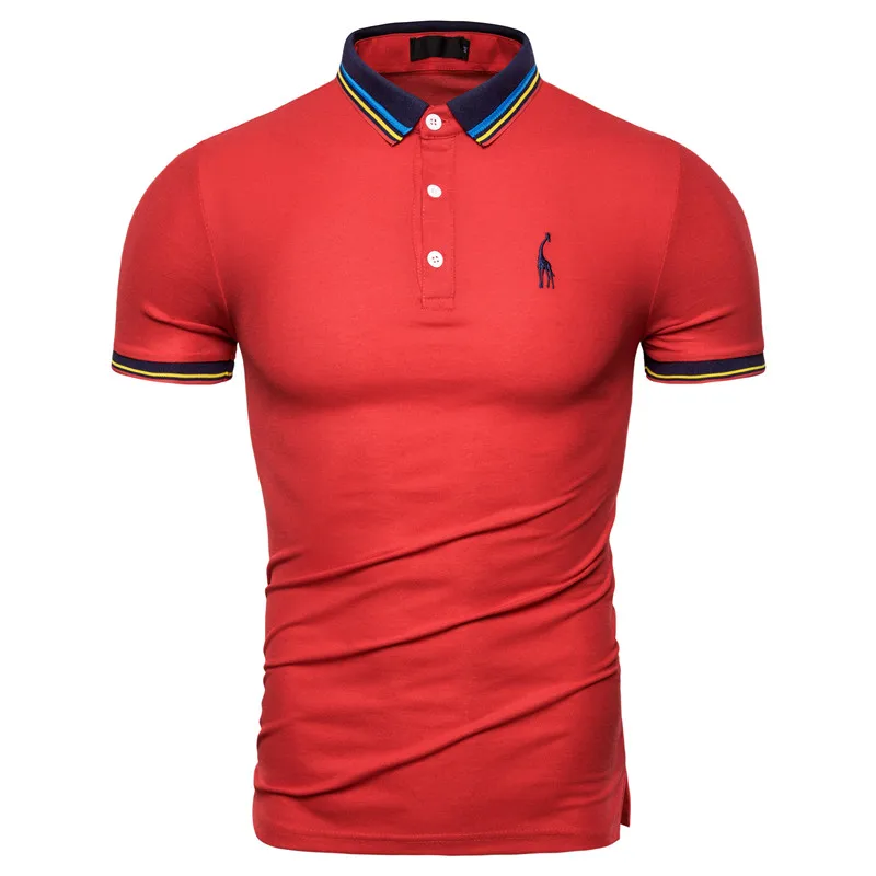 Dropshipping 10 Colors New Summer Polo Men Solid Embroidery Short Sleeve Tops Men Polos Fashion Casual Cotton Polo Shirt Men - Цвет: red
