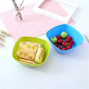 

200pcs/lot Food-Grade Plastic Square Fruit Snack Candy Salad Plate Bowl Dish Basket Tableware Fruit Food Bowls