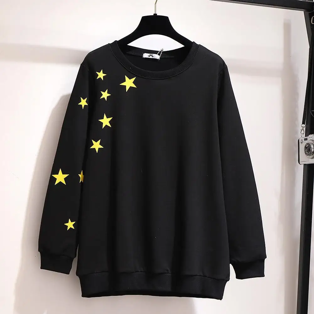 2XL-6XL Plus Size Autumn Hoodies Sweatshirt Winter Cotton Women Casual Tops Long Sleeve Print Pullover 5XL Large Sweatshirt Tops