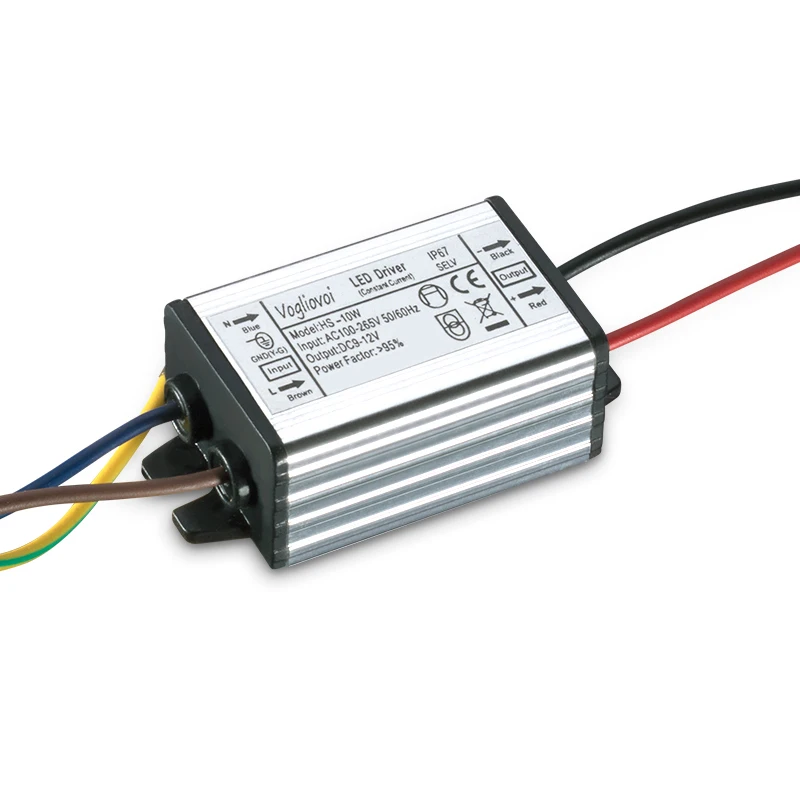 Vogliovoi Power Supply Adapter Transformer 10W DC9-12V AC100-260V Silver Aluminum Waterproof IP65 For Floodlight HighBay Blub | Лампы и