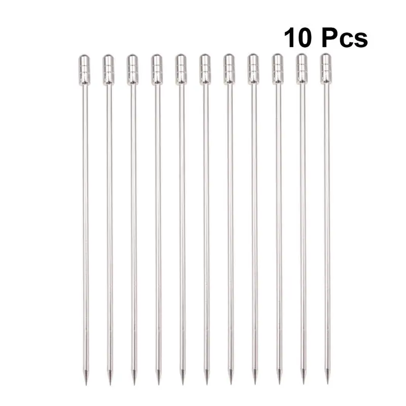 10 Uds. De comida de acero inoxidable 304 reutilizables, con forma de cilindro, para cóctel, postre, fruta, cena, fiesta, barbacoa