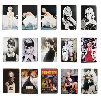

Vintage Classic Movie Metal Tin Sign Monroe Hepburn Poster Plaque Metal Vintage Wall Decor for Bar Pub Club Man Cave Home Decor