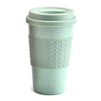 Eco-friendly Coffee Tea Cup Wheat Straw Travel Water Drink Mug with Silicone Lid Drinking Mugs 1