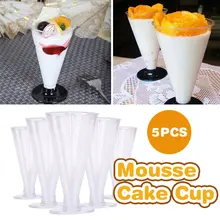 Пластиковая чашка для пудинга одноразовый салат смузи торт Свадебные чашки для десерта емкость для смузи Прозрачный 5 шт. молоко экономичное лето
