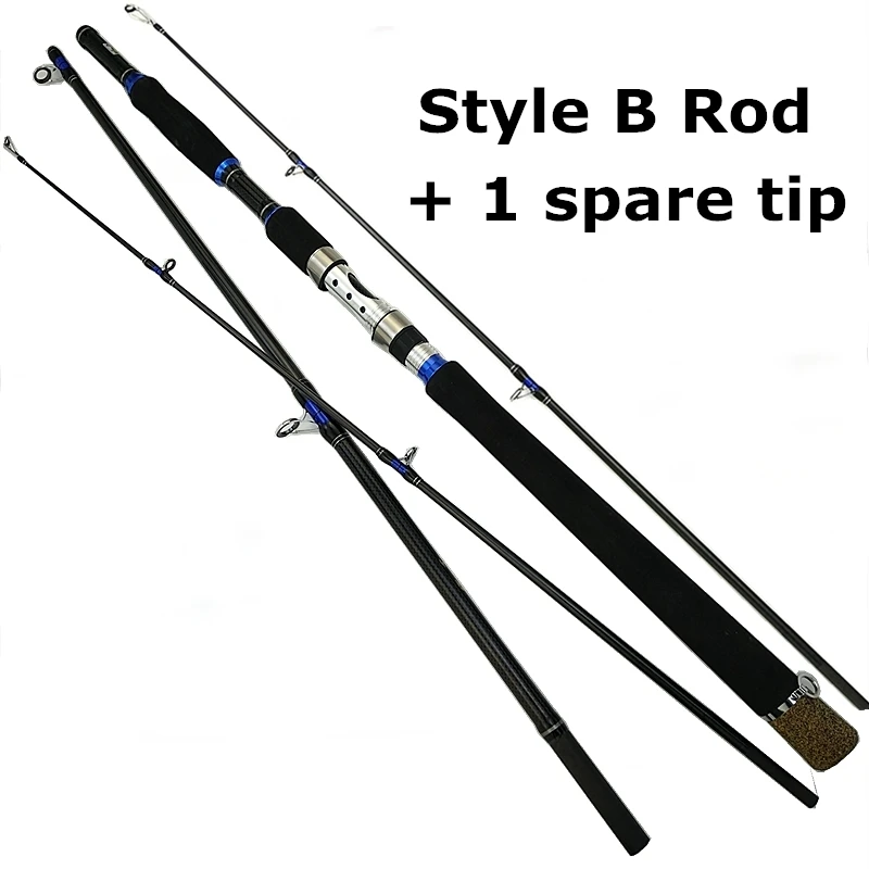 2.28m 3 section carbon boat fishing rod spinning jigging fast XH hard power  strong seawater surf freshwater snakehead fish pole