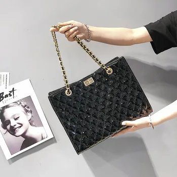 

2019 New Fashion Ladies Bags Solid Color Shoulder Bag Pu Women Lingge Bag Solid Color Shoulder Bags