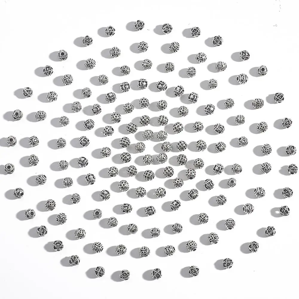 20pcs 6mm Tibetan Silver Plated Metal Spacer Beads for Jewelry Making