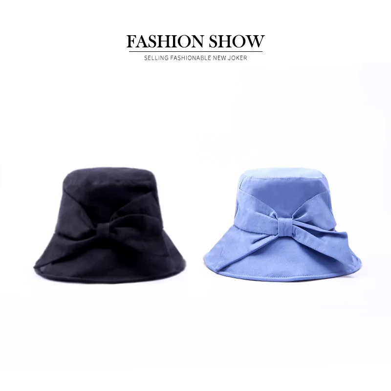 

Spring And Summer New Style Hat Women's Bow Net Red along Bucket Hat Japanese-style Fashion Outdoor Sunshade Sun-resistant Bucke