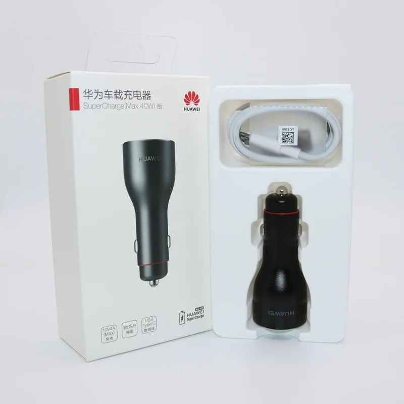 Оригинальное автомобильное зарядное устройство HUAWEI CP37 Supercharge 2 Max 40 Вт 10 в 4A черный двойной USB 5A type C кабель в комплекте