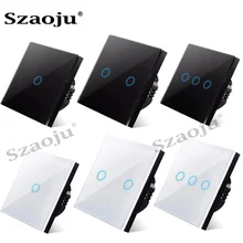 Szaoju Touch Switch EU Standard White Crystal Glass Panel Light Switch Ac110-220v Switch 1 Gang 1 Way ，Wall Lamp Touch Switch