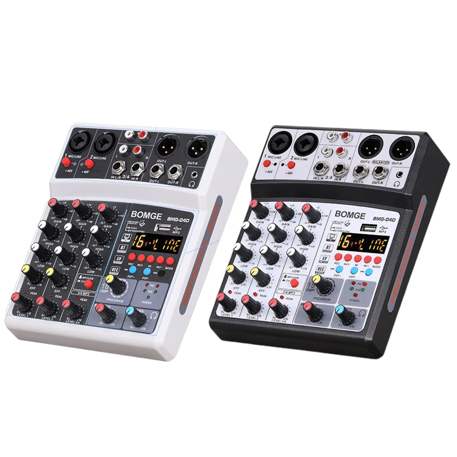4 Channels Audio Sound Mixer Mixing DJ Console USB With 48V Phantom