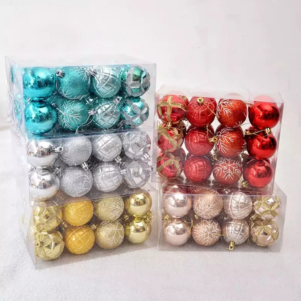 

24pcs New Christmas Painted Ball Decorated Christmas ball Baubles Xmas Party Wedding Hanging Ornament Christmas Decoration