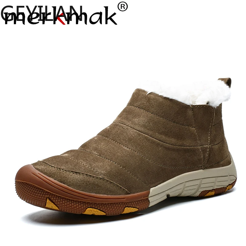 

Winter Men Shoes Warm Non-slip Ankle Booties 2019 New Round Toe Casual Shoes Waterproof Big Size Male Winter Booties