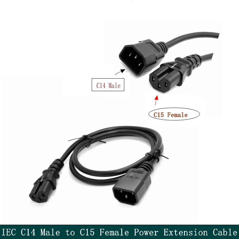 

250V 10A IEC 60320 C14 320 C14 Male to C15 Female Power Extension Cable for Kettle Plug 100cm 3FT 0.5m 1m 1.5m 300cm 500cm cable