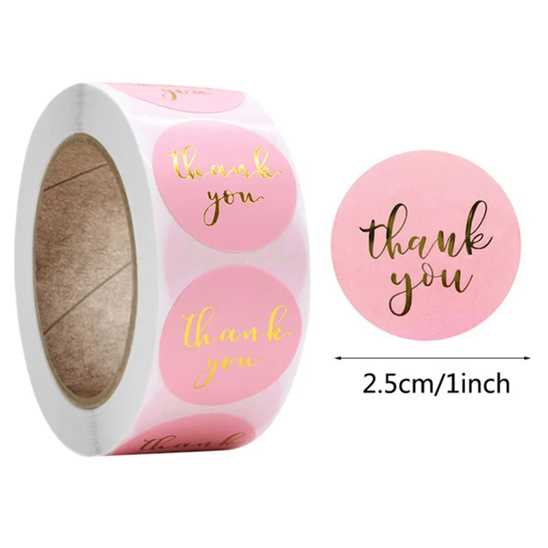 

500Pcs/Roll Floral gold Thank You Sticker for Package Box Sealing Labels Scrapbooking Stickers Thanks for Your Order Stationery