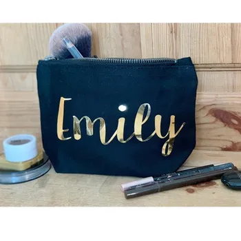 

personalise gold font bridesmaid bag Thank you Gift Cosmetic bags,will you be my, Wedding custom brithday gifts bride makeup bag