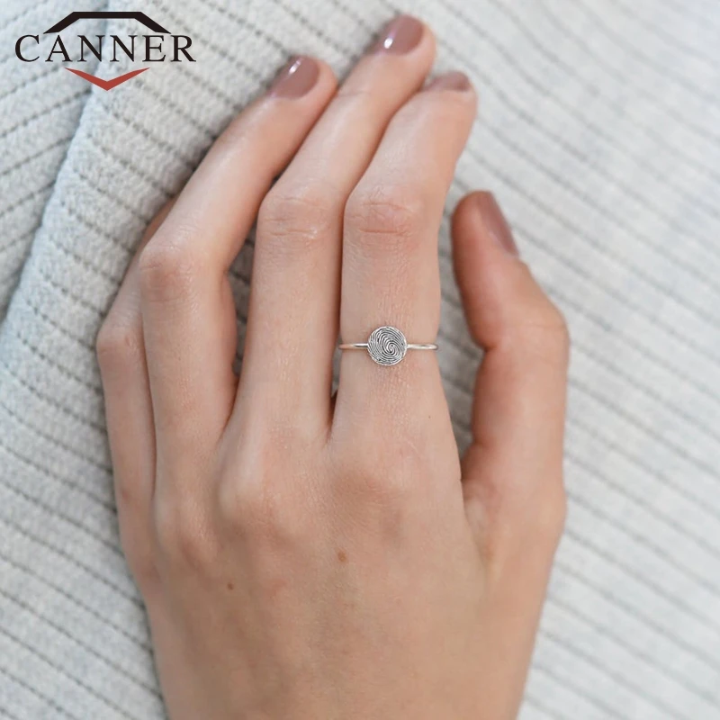 Высококачественное кольцо с отпечатком из стерлингового серебра 925 пробы для женщин, Простые индивидуальные обручальные кольца, модные обручальные ювелирные изделия