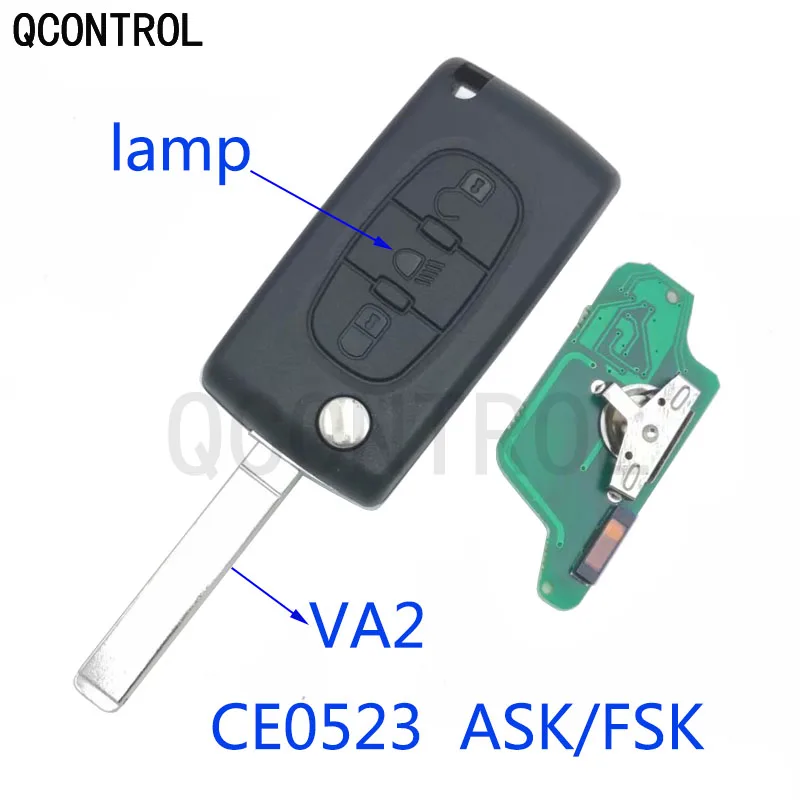 QCONTROL Автомобильный Дистанционный ключ для PEUGEOT Partner 807 307 207 407 308 CC Expert SW лампа/светильник кнопка(CE0523 ASK/FSK, 3 BT, Blade VA2