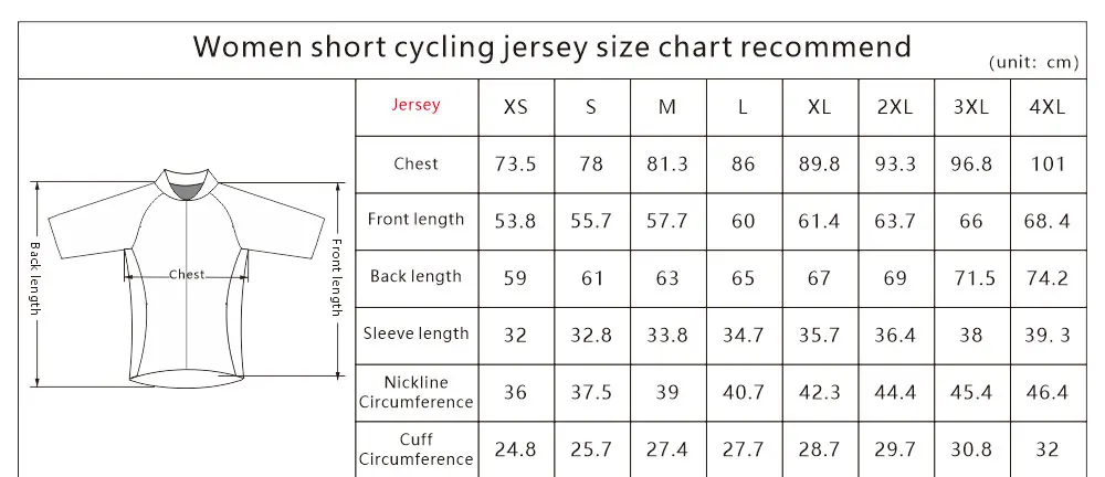 女短袖尺码表上衣