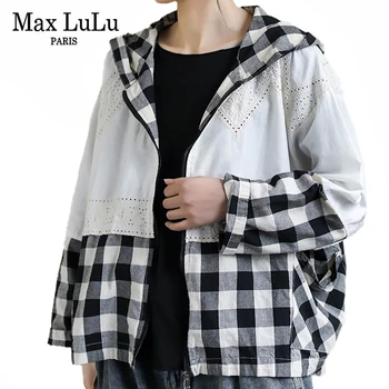 

Max LuLu 2020 Spring Fashion Ladies Loose Zipper Jackets Womens Vintage Plaid Coats Female Casual Patchwork Streetwear Clothing