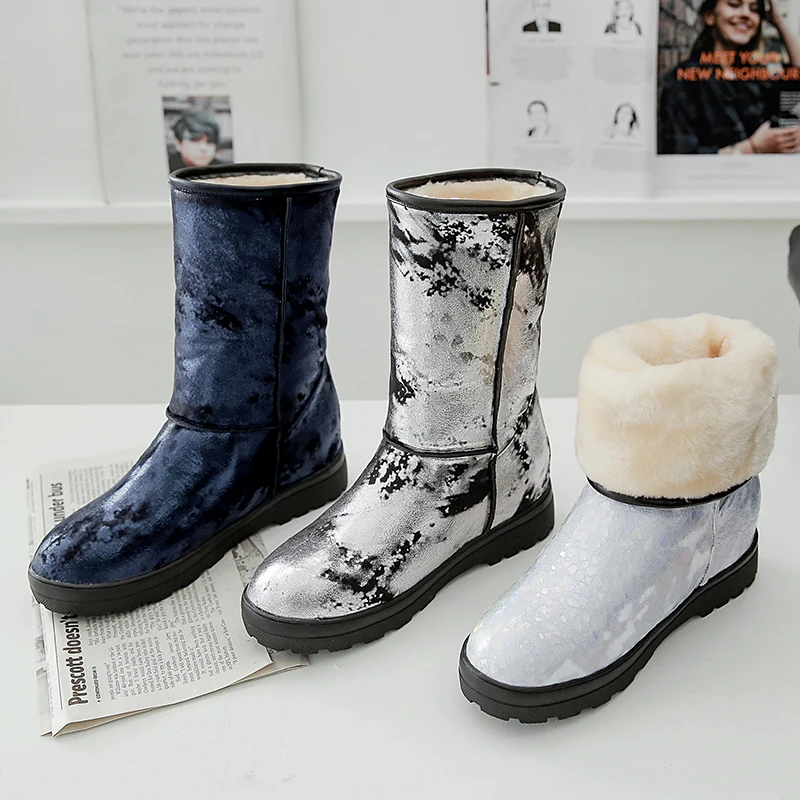 Sgesvier/ г. Новые зимние сапоги женская зимняя обувь теплая обувь с круглым носком на толстом меху удобные женские ботильоны, размер 50 G820