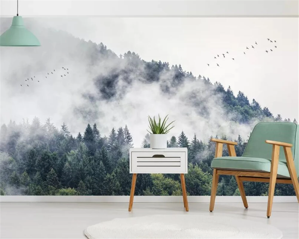 

beibehang New Chinese mood artistic abstract personality wallpaper ink mountain deer TV background wall paintings 3d wallpaper