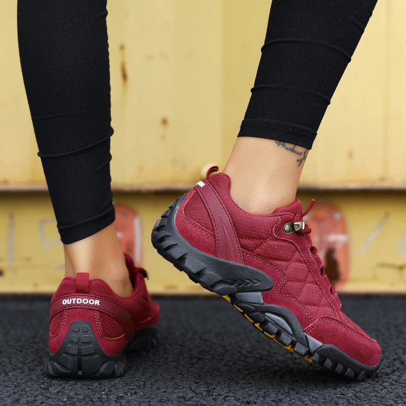 STS Women's Outdoor Hiking Flats Shoes Hiking Shoes Women Suede Waterproof Keep Warm Anti-Slip Climbing Mountain Flat Sneakers
