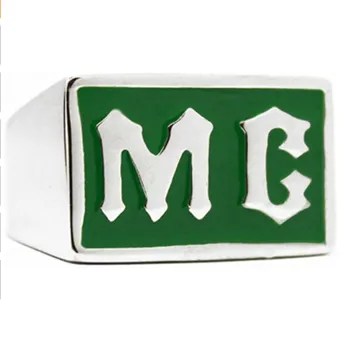 Anello solido per club motociclistico per uomo Anello MC stile motociclista in acciaio inossidabile 316L colore misura 7-15