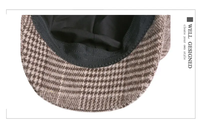 Fashion Newsboy Beret Cap For Men And Women Cabbie Octagonal Hat Golf Driving Beret Summer Winter Autumn Retro Lattice Plaid Hat