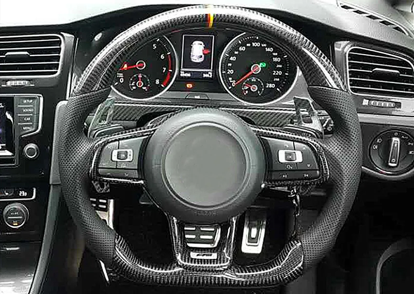 Настоящее углеродное волокно руль для VW Golf 7 GTI гольф R MK7 Замена(немецкий флаг линии