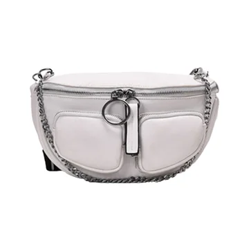 

FGGS-Wide Shoulder Belt Crossbody Bags for Women Chain Shoulder Messenger Handbags Solid Color Hand Bag
