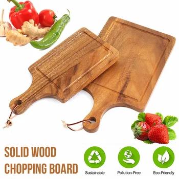 

Solid Wood Pizza Steak Toasted Breadboard Fruit Vegetable Meat Cutting Board Non-Slip Thicken Chopping Board
