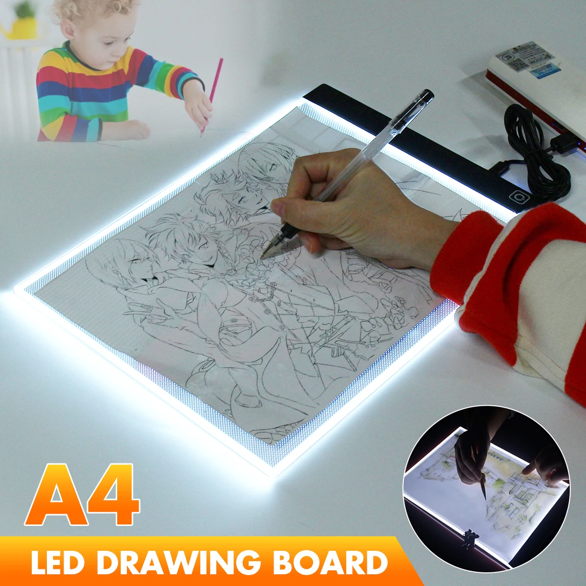 sapiential creation a4 light pad drawing pad box table board for tracing  light craft box,art tattoo drawing kit embroidery supplies for kids 9-12