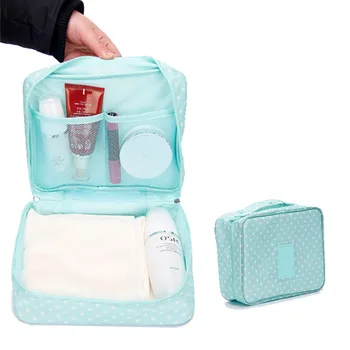 

21x16cm Rectangle Oxford Fabric Travel Cosmetic Bags Cases Storage Bags Star Dots Heart Pattern 1PC