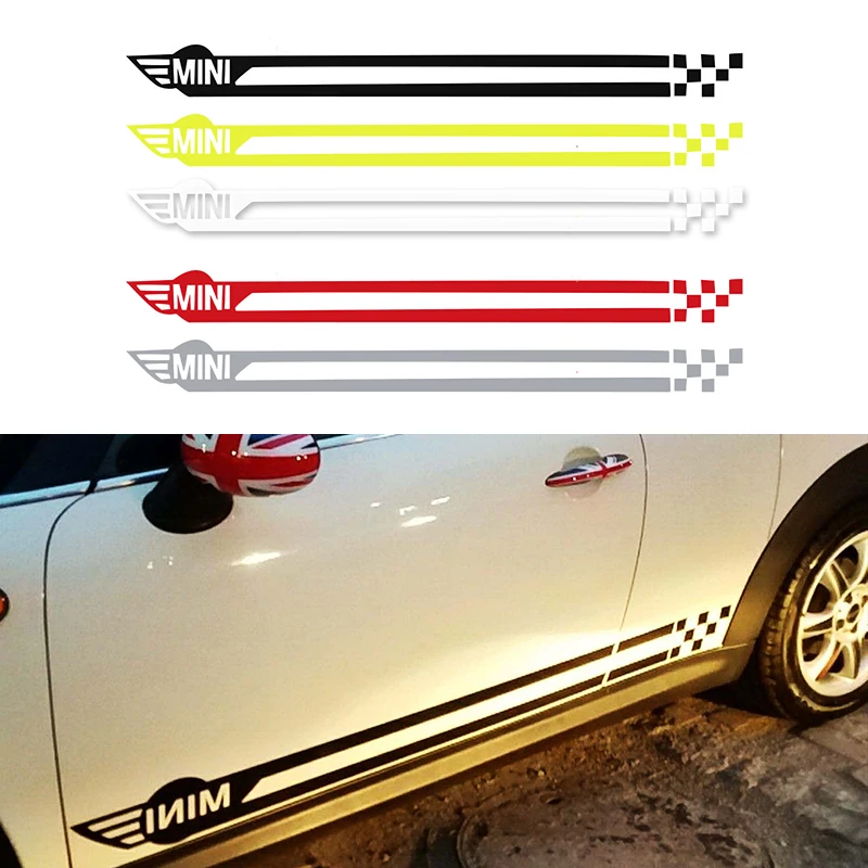KJAUTOMAX для Mini Cooper R50 R53 R55 R56 R60 F55 F56 Наклейка Мини крыло сторона гоночные полосы черный красный серебряный золотой белый