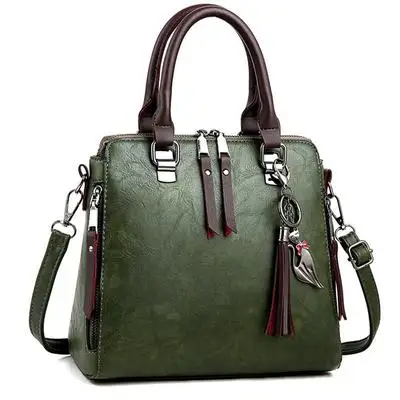Роскошные винтажные женские ручные сумки, сумки с кисточками, сумки через плечо для женщин, известная кожаная женская сумка через плечо W387 - Цвет: Army green