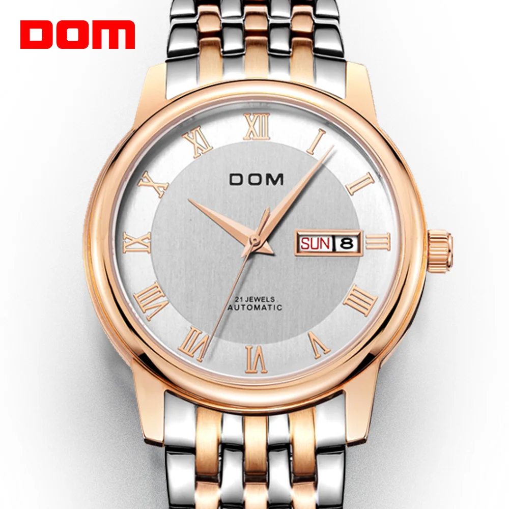 Часы DOM мужские модные роскошные водонепроницаемые автоматические механические