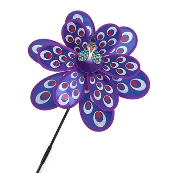 

Double Layer Peacock Sequins Windmill Colorful Wind Spinner Kids Toy New D08F
