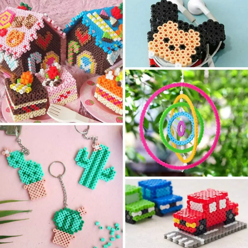 JINLETONG Hama Beads 5mm Kit 2600pcs jigsaw puzzle Fuse Beads Set, 4 Big Pegboards, 2 Ironing Paper 2Pcs Tweezers Christmas Gift