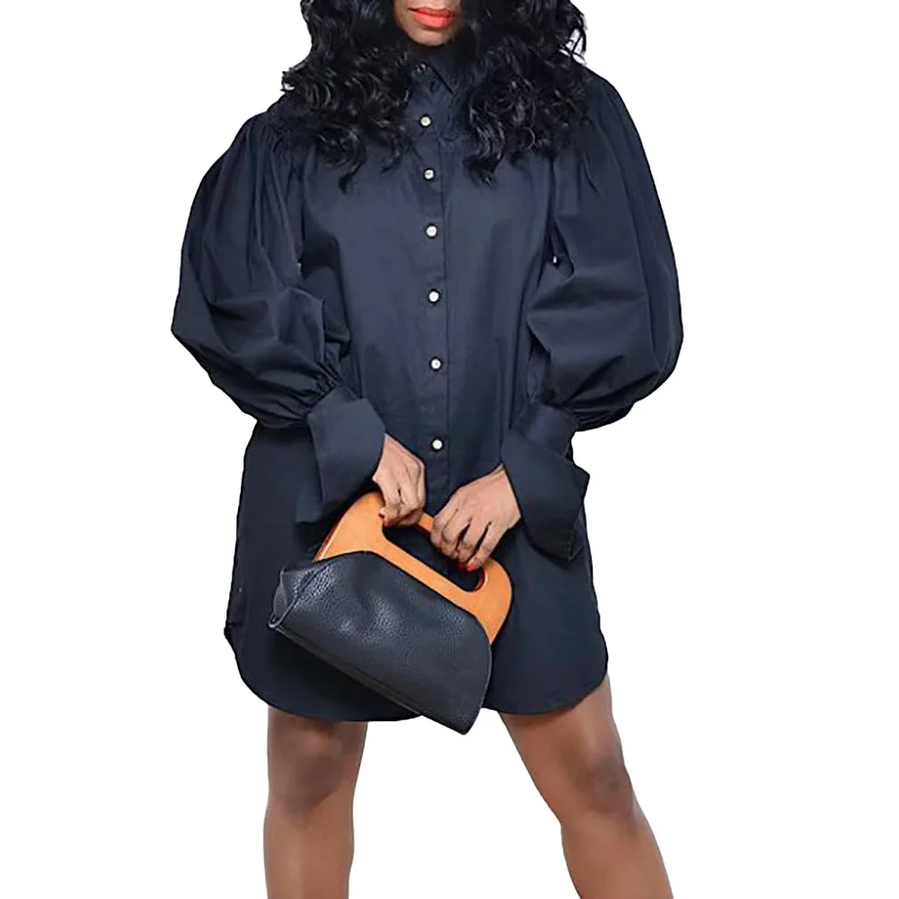 african dresses for women summer african women solid color plus size shirt dress clothing S-5XL