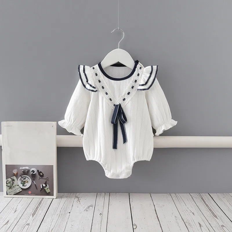 

Baby Spring Autumn Clothing Newborn Infant Baby Girls Boys Ruffles Long Sleeve Bodysuit Jumpsuits Outfit with big bow 0-2Y