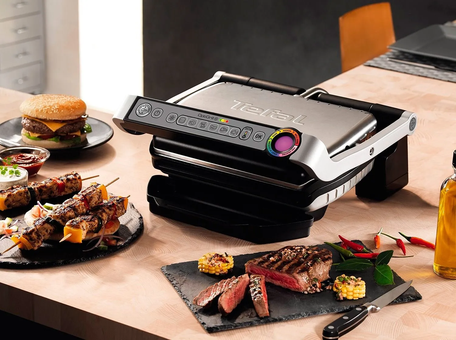 Электрогриль Tefal Optigrill+ GC712, 6 программ, для стейков, Тефаль, автоматическое приготовление+ книга с рецептами в подарок