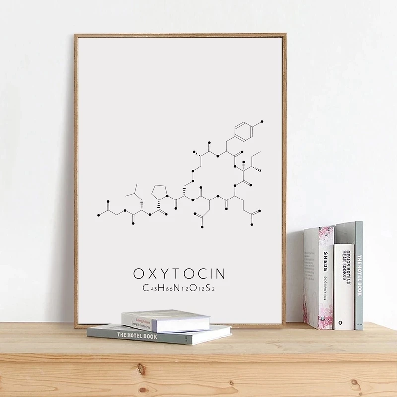 Love and Dopamine Line Drawing Molecule Serotonin Posters Prints Canvas Painting Chemistry Science Wall Art Picture Homed Decor