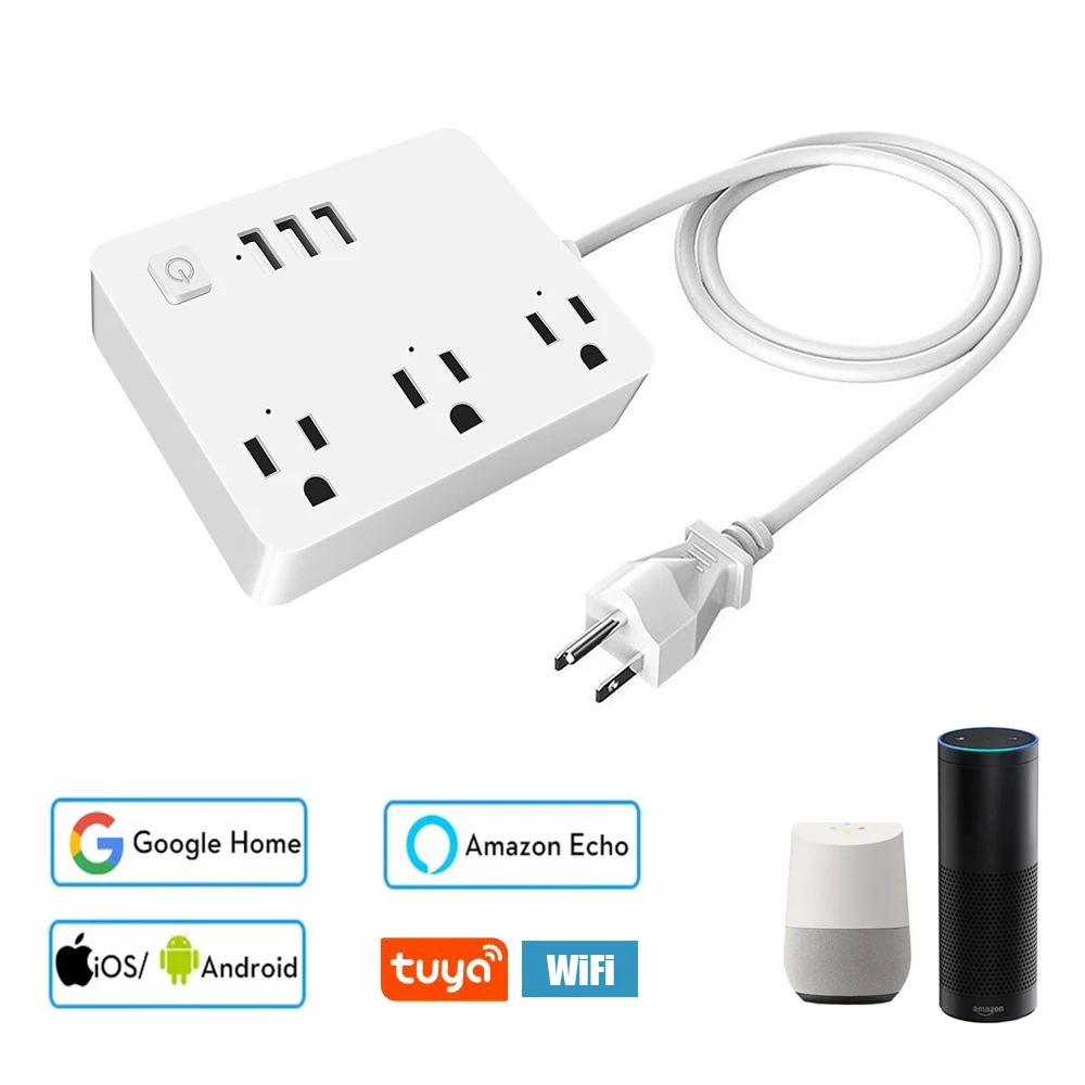 

WIFI US Socket Voice Control Remote Control Socket USB Fast Charging Portable Plug For Alexa Google Home Wi-fi smart socket 16A
