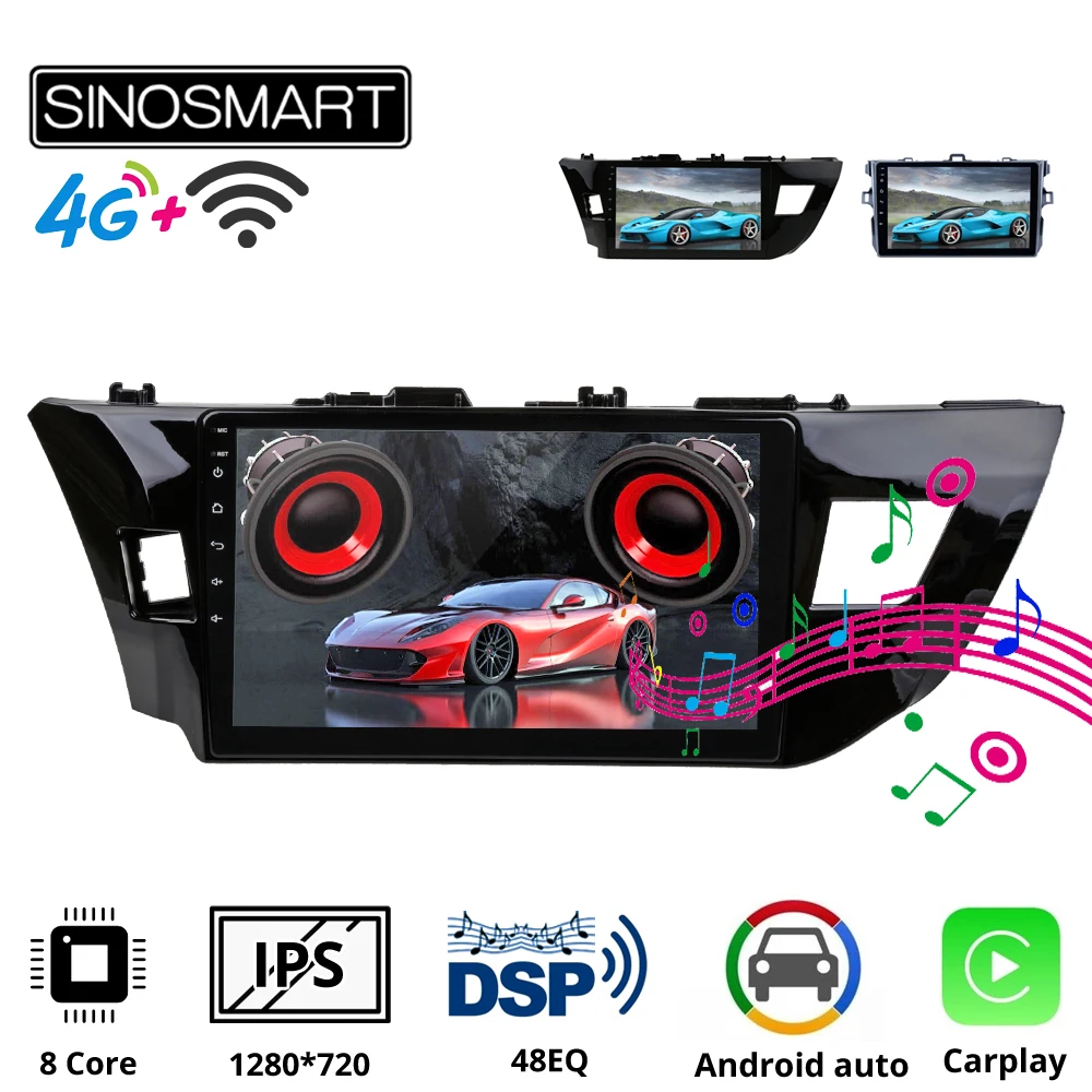 Sinosmart 8 CoreDSP 48EQ Car GPS Radio Navigation for Toyota Levin Corolla 2006-2013/ 2014 2015 2016 Carplay optional