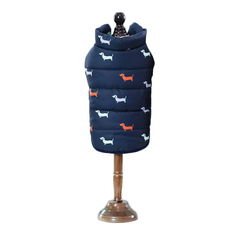 dark blue Зимнее теплое пальто для собак, зимняя куртка для собак, одежда для щенков, пуховое пальто, зимний жилет для собак, одежда для кошек, одежда для чихуахуа, мопса, одежда для маленьких собак - Цвет: dark blue