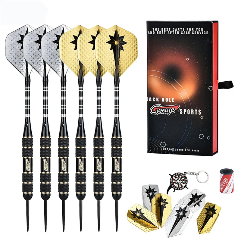 

CyeeLife Professional Steel tip Darts 22g+Aluminum shafts+Sharpener+Dart Tool+12 Flights Brass Darts Set