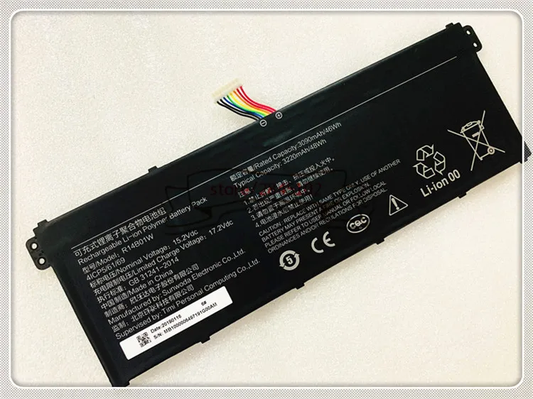 GYIYGY R14B01W 15,2 V 3090mAh 46Wh Аккумулятор для ноутбука ML Redmi Redmibook 14