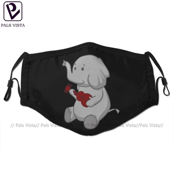 

Elephant Mouth Face Mask Elephant Loves Her Ukulele Facial Mask Cool Kawai with 2 Filters for Adult